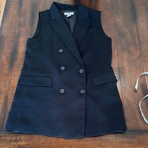 H&M Black Double-Breasted long vest
